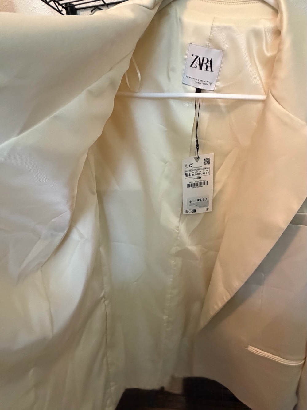 Zara Ivory Structured Blazer